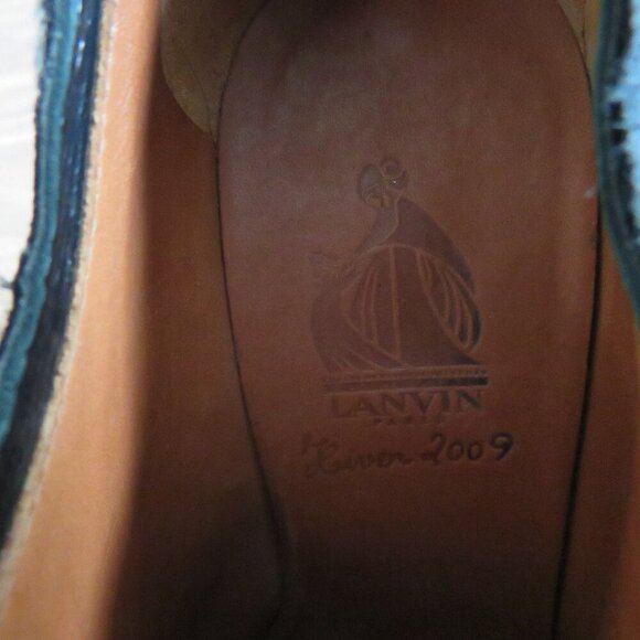 LANVIN River 2009 Collection Mirrored Patent Bronze Heel Platform Lace Up Shoes - Picture 15 of 16